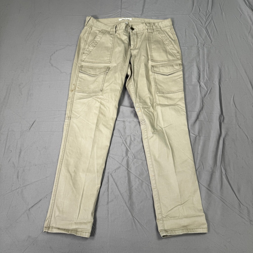 Ann Taylor LOFT Julie Cargo Pants Womens 10 Khaki Tan Straight Leg Cotton Twill